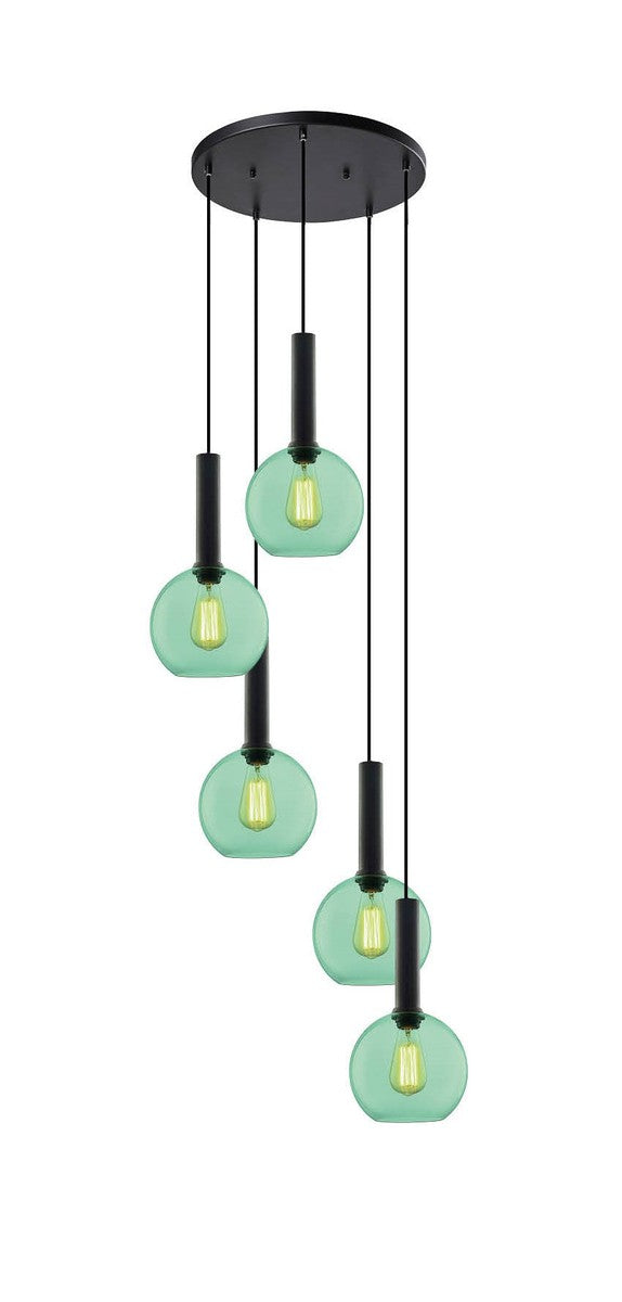 Less rondell takpendel 5 lys - Small-Takpendler-NorDesign-Svart / Klar-691300505+371303005+361302013-Lightup.no