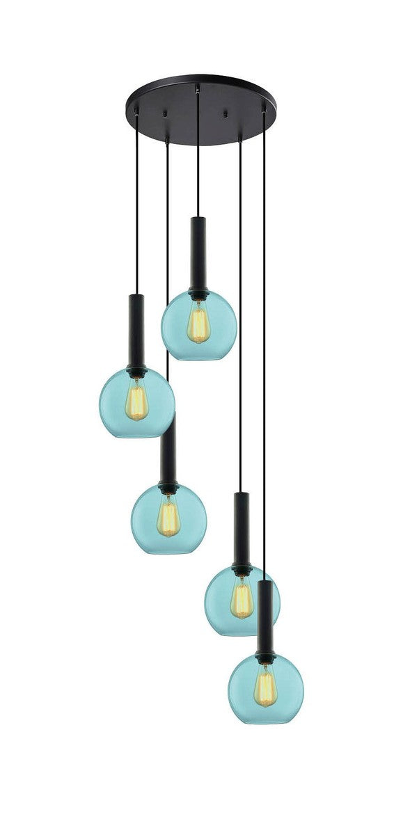Less rondell takpendel 5 lys - Small-Takpendler-NorDesign-Svart / Blå-691300505+371303005+361302014-Lightup.no