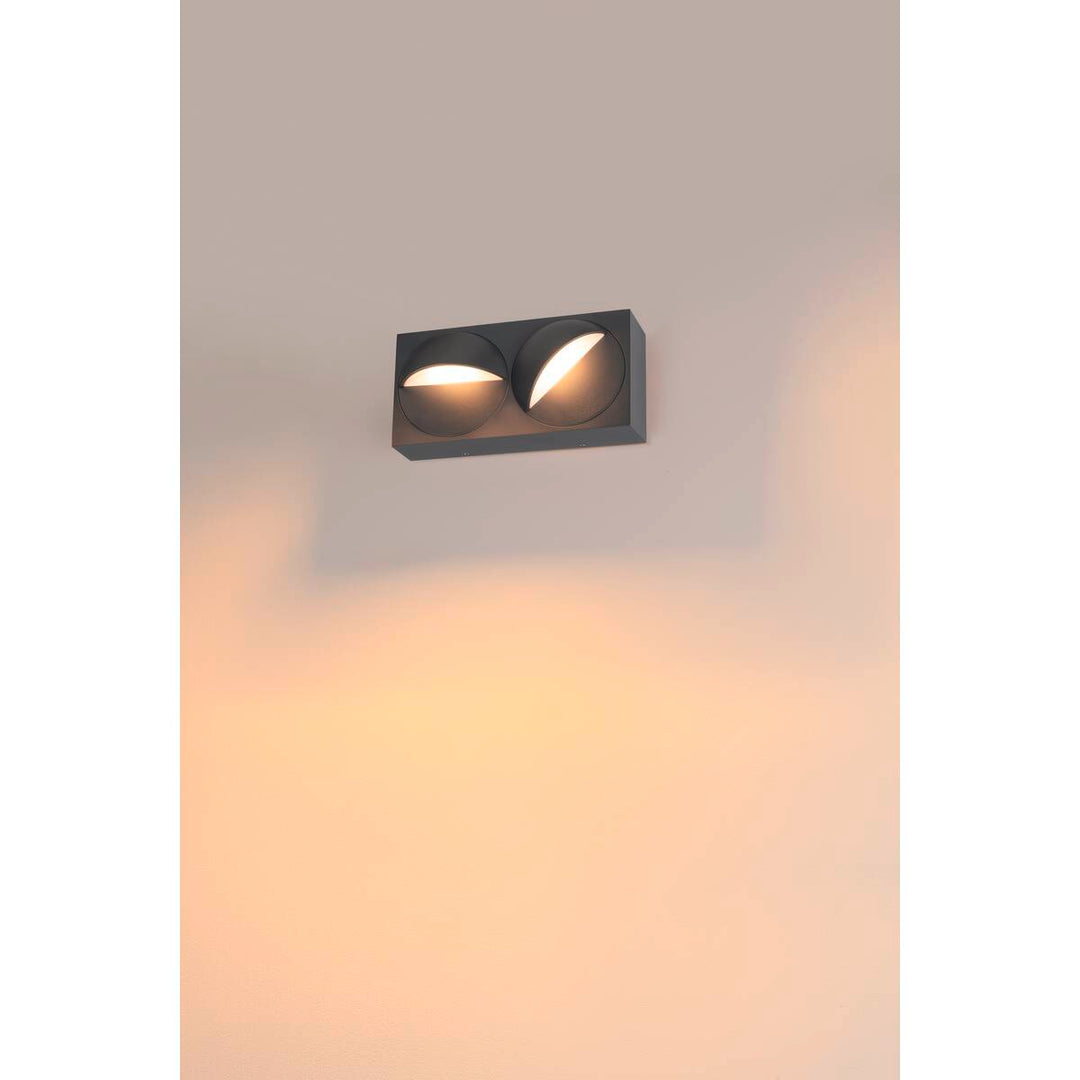 Lid dobbel vegglampe utendørs 29W 2700/3000 Kelvin IP65 - Dimbar-Utebelysning vegg opp og ned-Slv-Antrasitt-slv-1007668-Lightup.no