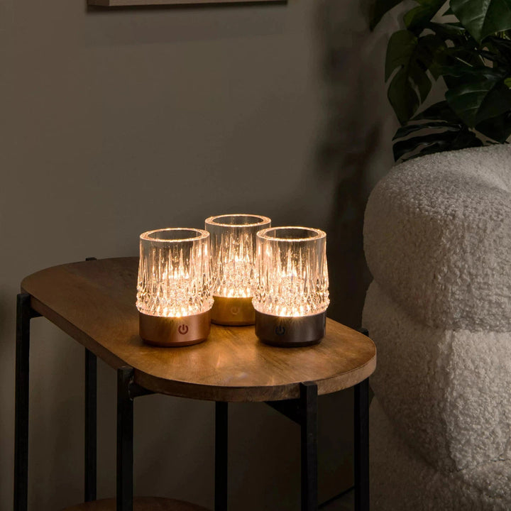 Lily oppladbar bordlampe 3W 2700/3000 Kelvin 3-pakning - Dimbar-Bordlamper-Lucide-Gullfarget-LC46520/03/02-Lightup.no