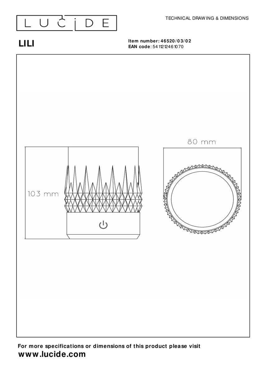 Lily oppladbar bordlampe 3W 2700/3000 Kelvin 3-pakning - Dimbar-Bordlamper-Lucide-Gullfarget-LC46520/03/02-Lightup.no