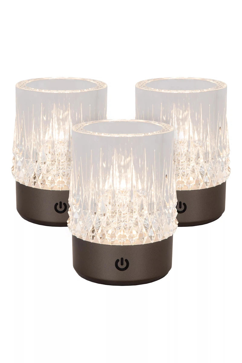 Lily oppladbar bordlampe 3W 2700/3000 Kelvin 3-pakning - Dimbar-Bordlamper-Lucide-Gun Metall-LC46520/03/08-Lightup.no