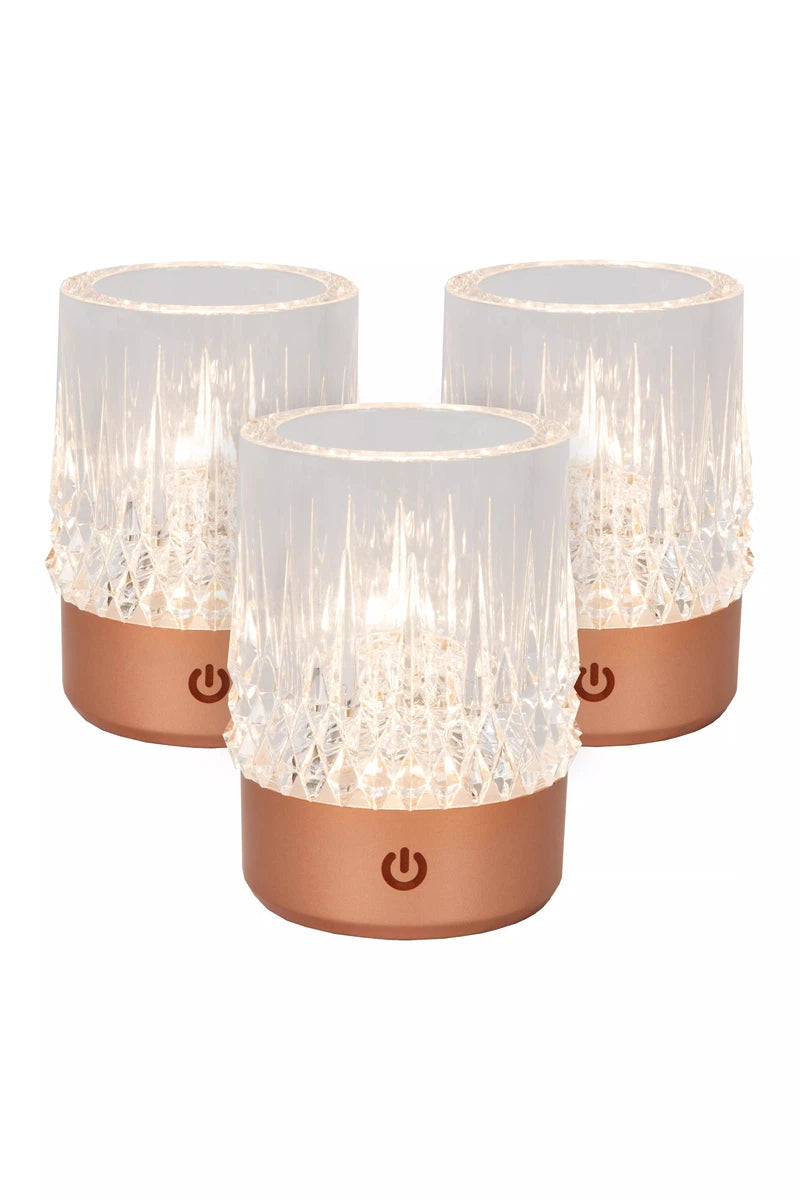 Lily oppladbar bordlampe 3W 2700/3000 Kelvin 3-pakning - Dimbar-Bordlamper-Lucide-Kobberfarget-LC46520/03/17-Lightup.no
