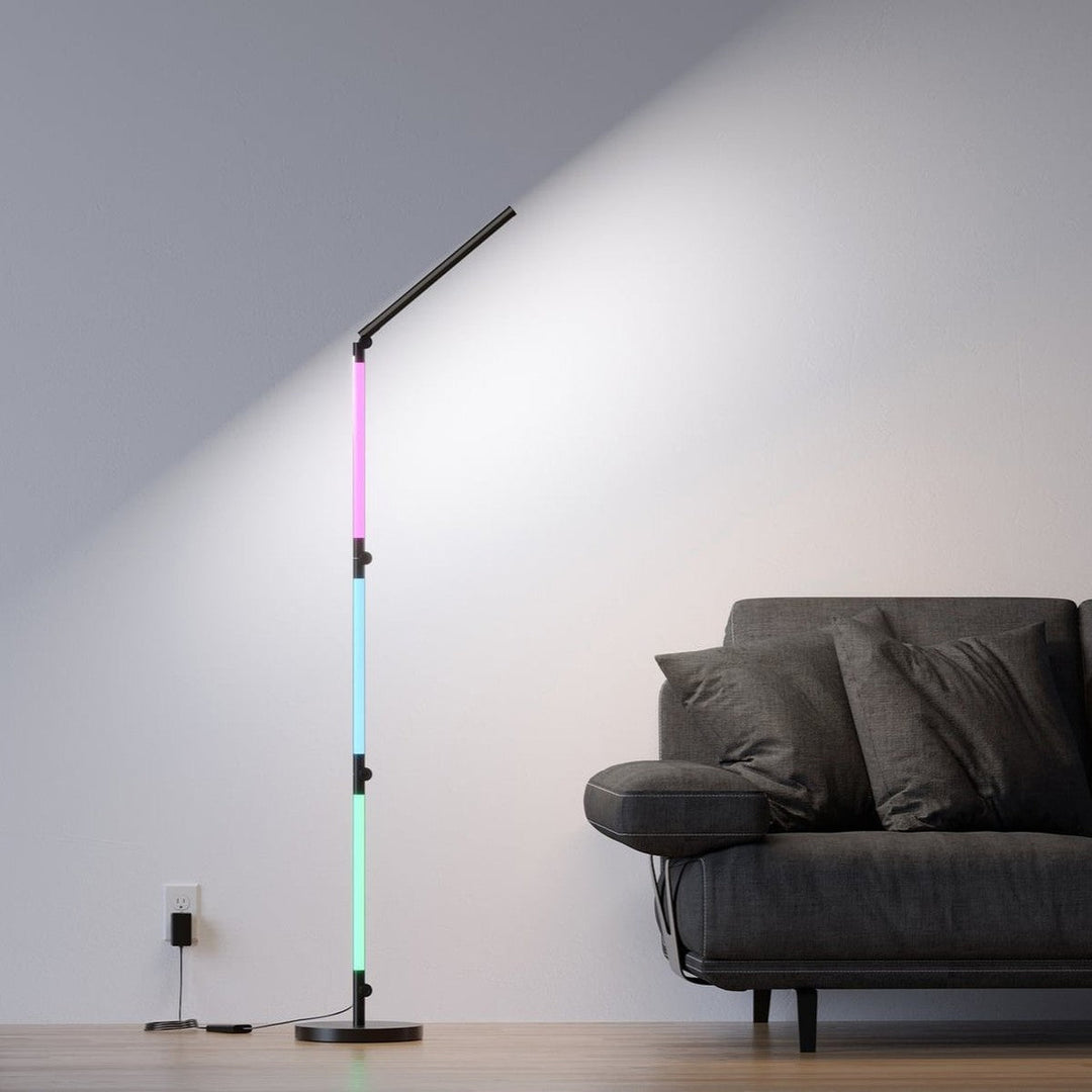 Linq smart flesibel gulv/vegglampe 24W m/fjernkontroll og appstyring-Gulvlamper-NorDesign-Svart-370324105-Lightup.no