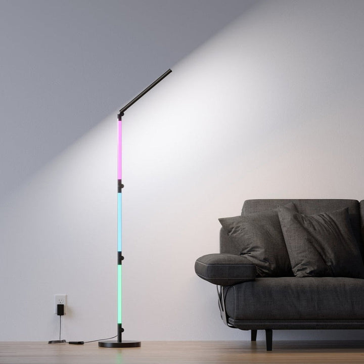 Linq smart flesibel gulv/vegglampe 24W m/fjernkontroll og appstyring-Gulvlamper-NorDesign-Svart-370324105-Lightup.no