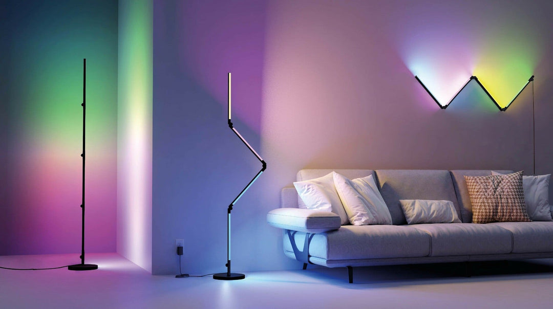 Linq smart flesibel gulv/vegglampe 24W m/fjernkontroll og appstyring-Gulvlamper-NorDesign-Svart-370324105-Lightup.no