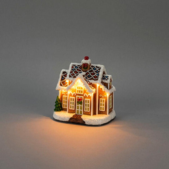 Lite pepperkakehus med LED og timer – 16,5 cm-Julebelysning dekor og pynt-Konstsmide-Flerfarget-4208-600-Lightup.no