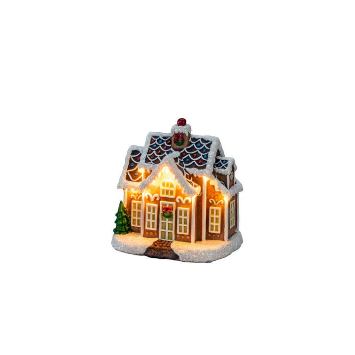 Lite pepperkakehus med LED og timer – 16,5 cm-Julebelysning dekor og pynt-Konstsmide-Flerfarget-4208-600-Lightup.no