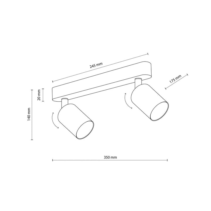Livia dobbel takspot-Taklamper-TK Lighting-Rosa-TK-10233-Lightup.no
