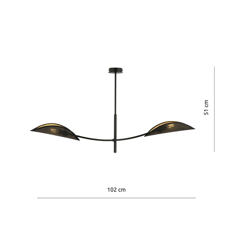 Lotus taklampe 2-lys - Svart/Gullfarget-Takpendler-Emibig-1106/2-Lightup.no