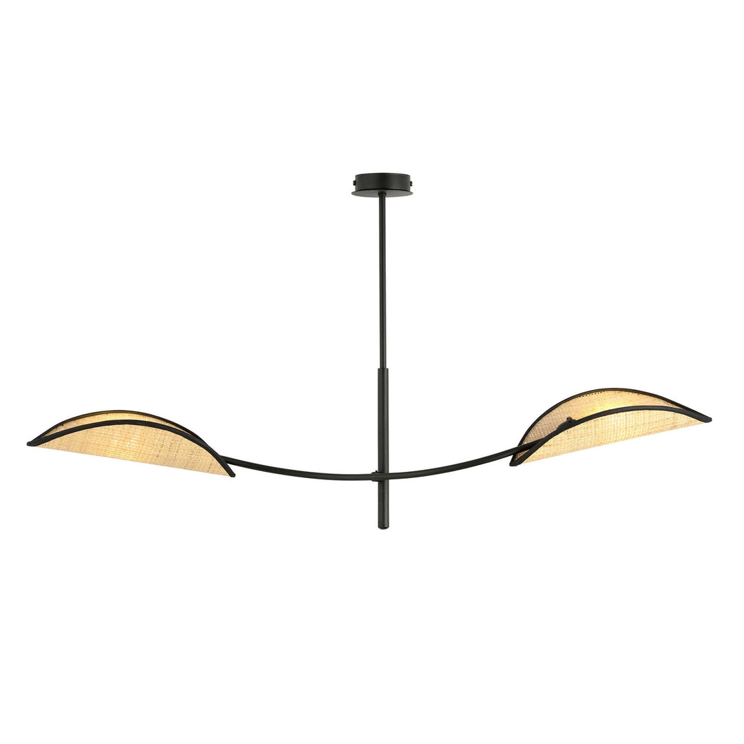 Lotus taklampe 2-lys - Svart/Natur-Takpendler-Emibig-1108/2-Lightup.no