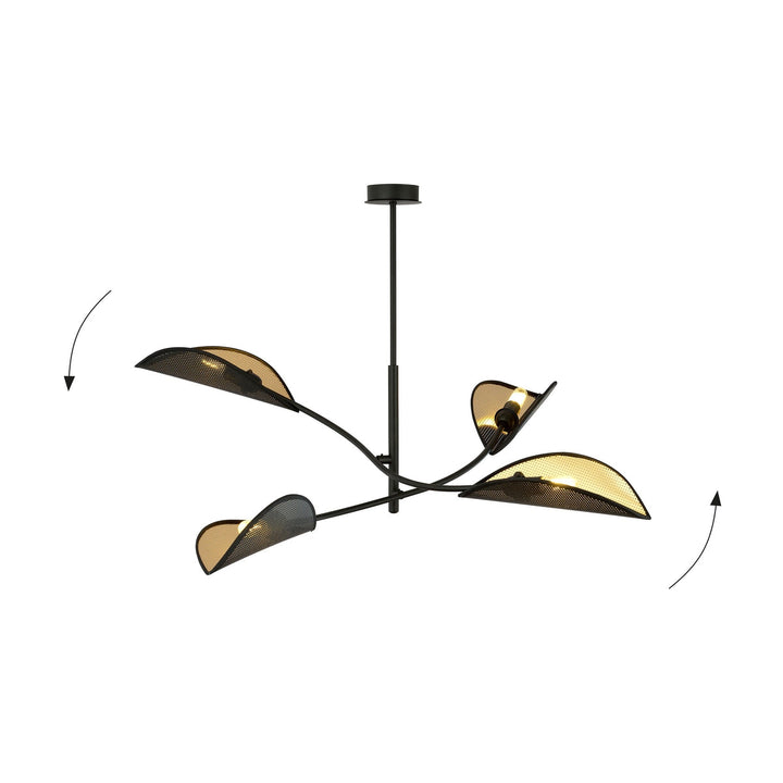 Lotus taklampe 4-lys - Svart/Gullfarget-Takpendler-Emibig-1106/4-Lightup.no