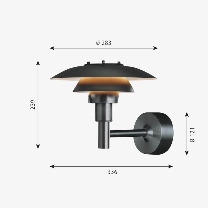 Louis Poulsen PH 3-2½ utendørs vegglampe - Svart - Svart-Utebelysning vegg klassisk-Louis Poulsen-Svart-LP__5743145421-Lightup.no