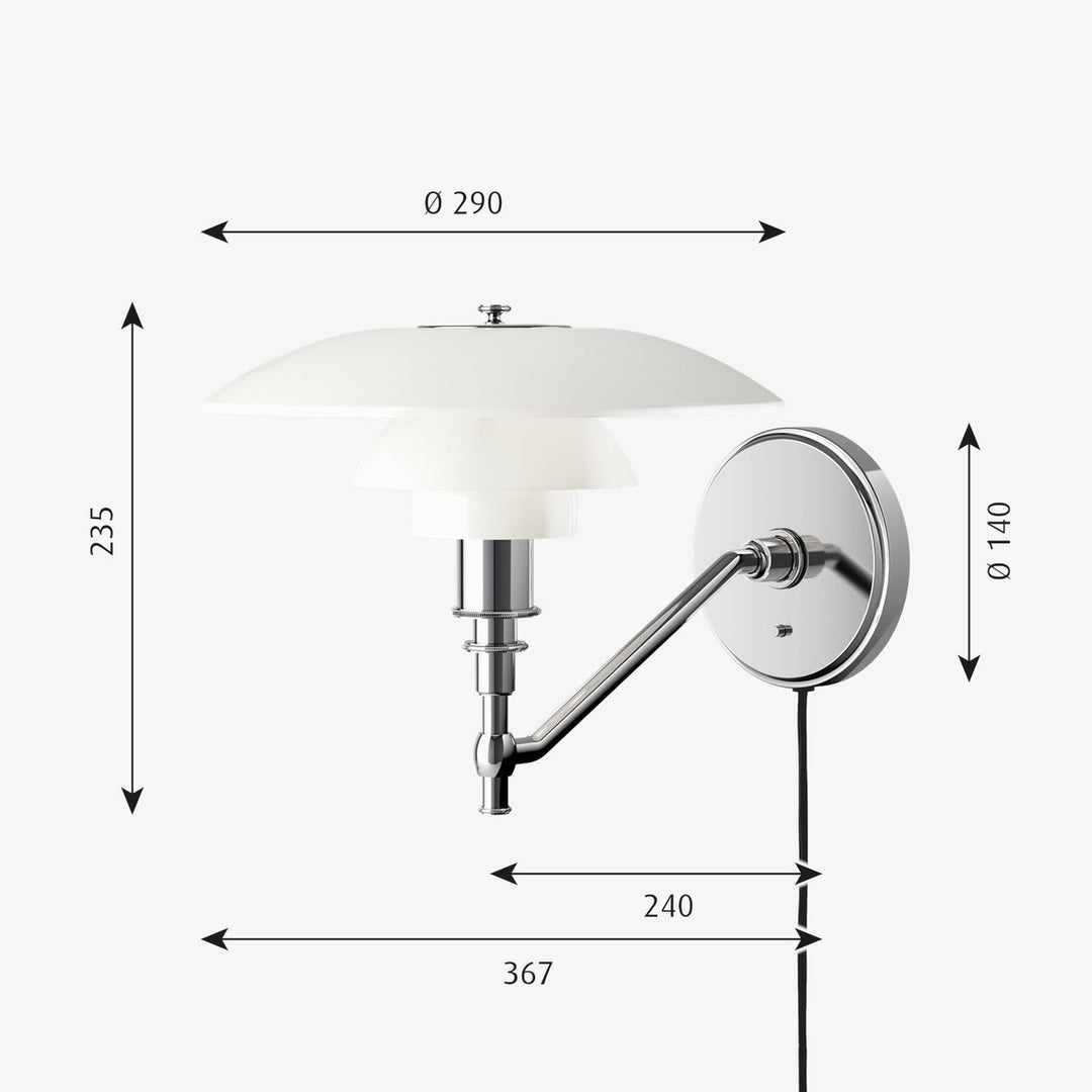 Louis Poulsen PH 3/2 Vegglampe Hvitt opalt glass - Krom / Opal-Vegglamper-Louis Poulsen-Krom / Opal-LP__5743142806-Lightup.no