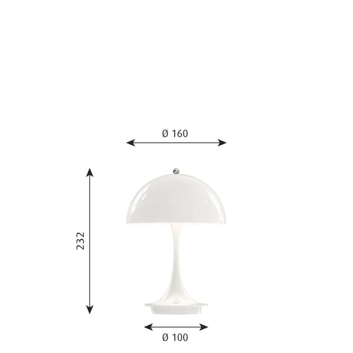 Louis Poulsen Panthella 160 portabel bordlampe-Bordlamper-Louis Poulsen-Grå / Opal-LP__5744168070-Lightup.no