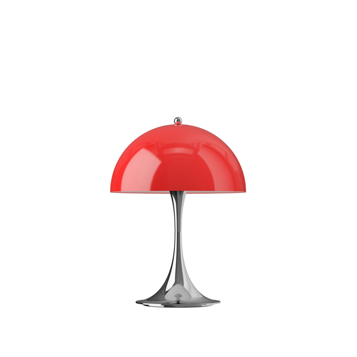 Louis Poulsen Panthella 250 oppladbar portabel bordlampe original 6W - IP44-Bordlamper-Louis Poulsen-Rød / Krom-LP__5744613444-Lightup.no