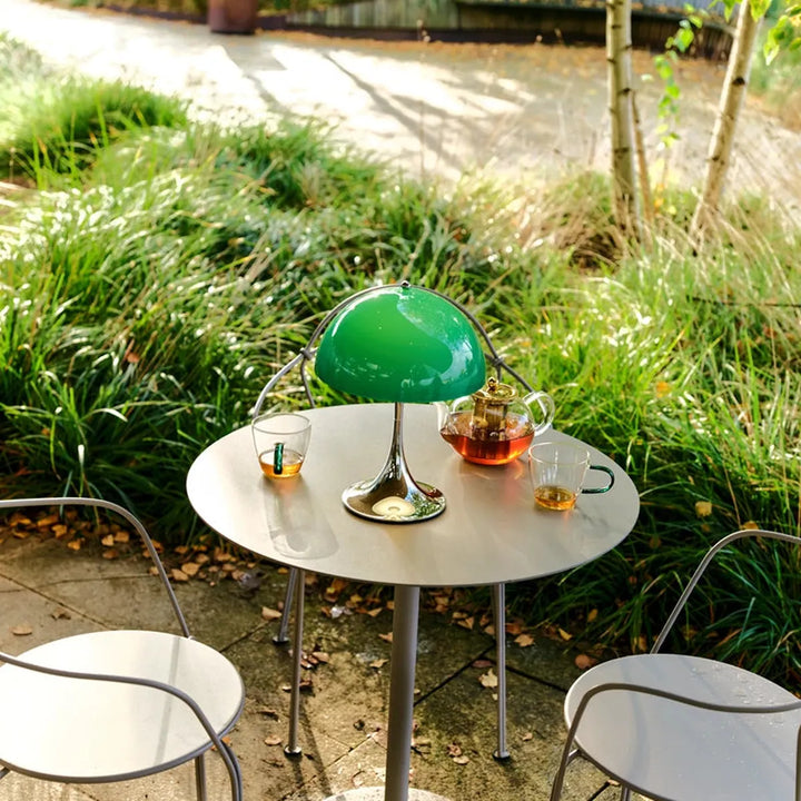 Louis Poulsen Panthella 250 oppladbar portabel bordlampe original 6W - IP44-Bordlamper-Louis Poulsen-Grønn / Krom-LP__5744613460-Lightup.no