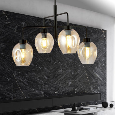 Lukka takpendel 4 lys- Svart/Amberfarget-Takpendler-Emibig-1165/4-Lightup.no