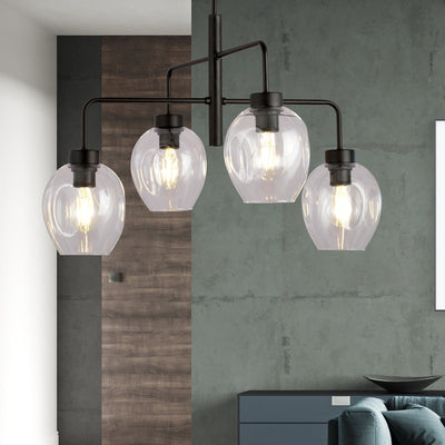 Lukka takpendel 4 lys- Svart/Klart glass-Takpendler-Emibig-1164/4-Lightup.no