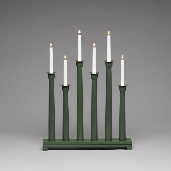 Lysestake 6 lys-Julebelysning adventsstake-Konstsmide-Grønn / Messing-3978-950-Lightup.no