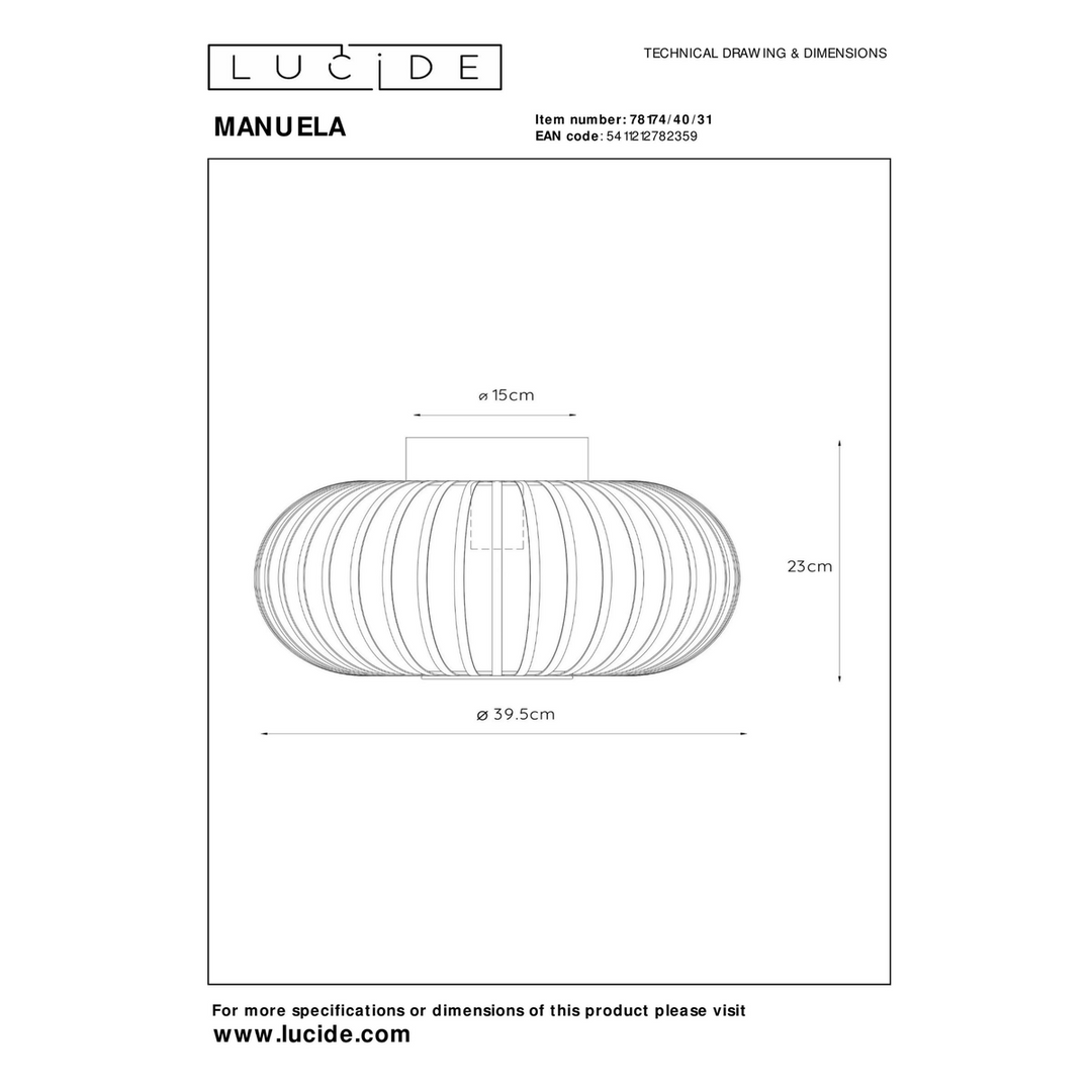 Manuela taklampe 40 cm-Taklamper-Lucide-Svart-lc78174/40/30-Lightup.no
