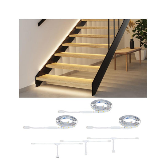 MaxLED Trappe LED stripeforlengelse 3x 1m 3x0,6W 3x192lm 2700K-Lightstrip-Paulmann-Hvit-PL-71221-Lightup.no