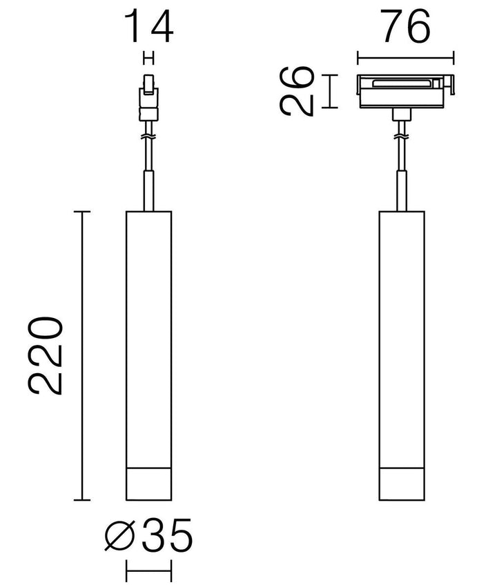 Microline Delta pendel 8W 2700 kelvin 24V RA90 dimbar-Microline-NorDesign-Grafitt svart-382441005-Lightup.no