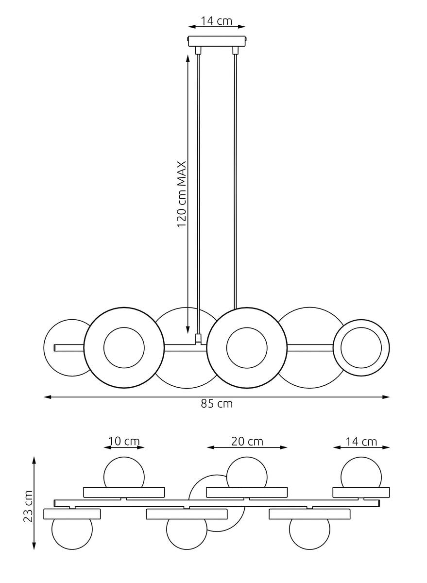 Model takpendel 6-lys-Takpendler-Emibig-Svart-1486/6-Lightup.no