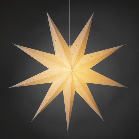 Mønstret adventsstjerne i papir – 115 cm – Hvit-Julebelysning adventstjerne-Konstsmide-Hvit-5923-200-Lightup.no