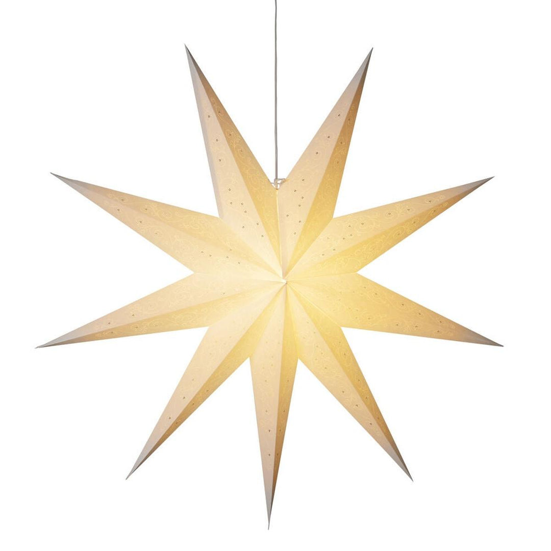 Mønstret adventsstjerne i papir – 115 cm – Hvit-Julebelysning adventstjerne-Konstsmide-Hvit-5923-200-Lightup.no