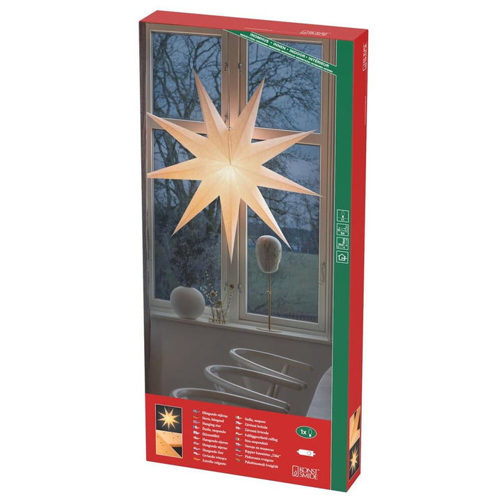 Mønstret adventsstjerne i papir – 115 cm – Hvit-Julebelysning adventstjerne-Konstsmide-Hvit-5923-200-Lightup.no