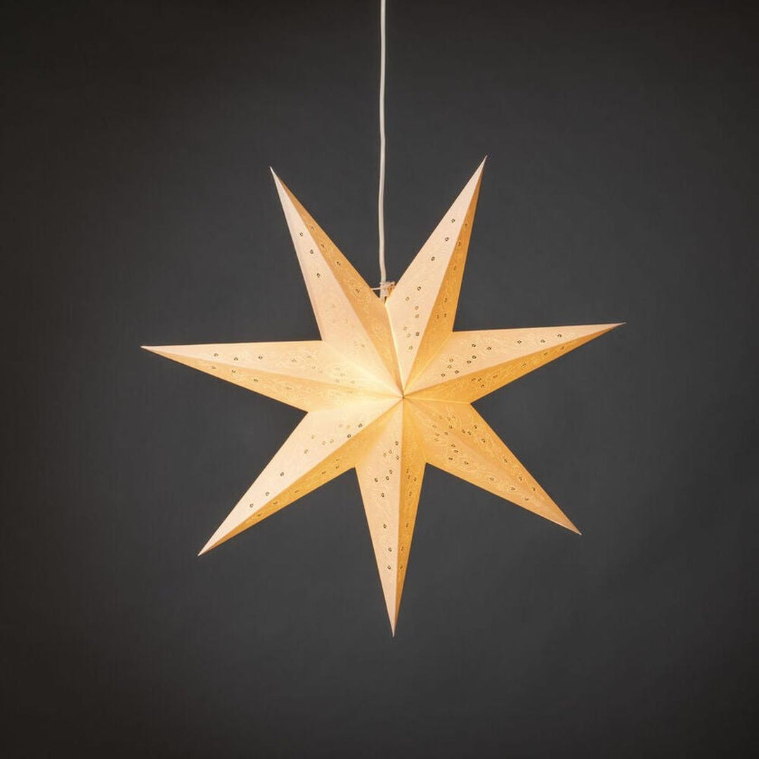 Mønstret adventsstjerne i papir – 60 cm – Hvit-Julebelysning adventstjerne-Konstsmide-Hvit-5921-200-Lightup.no