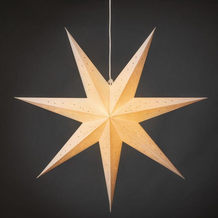 Mønstret adventsstjerne i papir – 78 cm – Hvit-Julebelysning adventstjerne-Konstsmide-Hvit-5922-200-Lightup.no