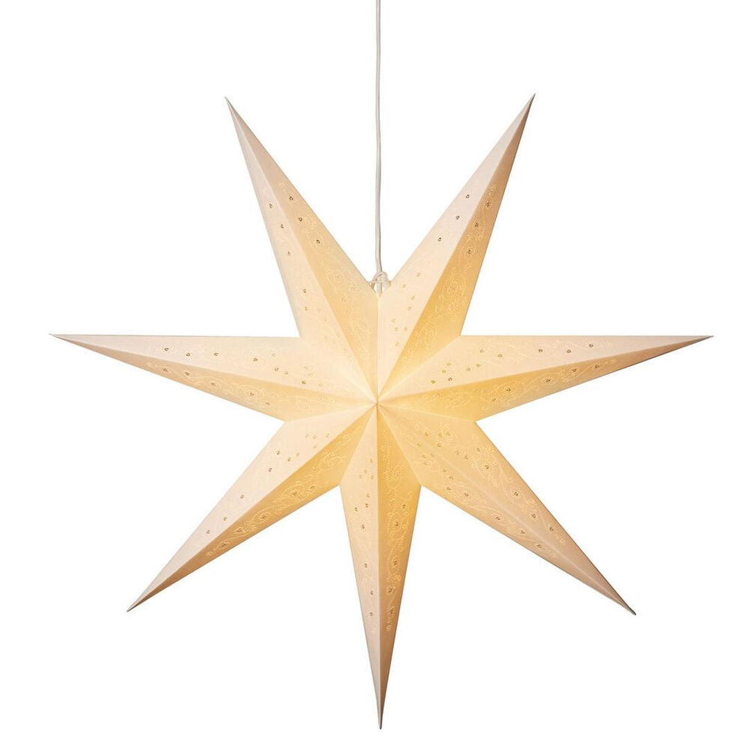Mønstret adventsstjerne i papir – 78 cm – Hvit-Julebelysning adventstjerne-Konstsmide-Hvit-5922-200-Lightup.no