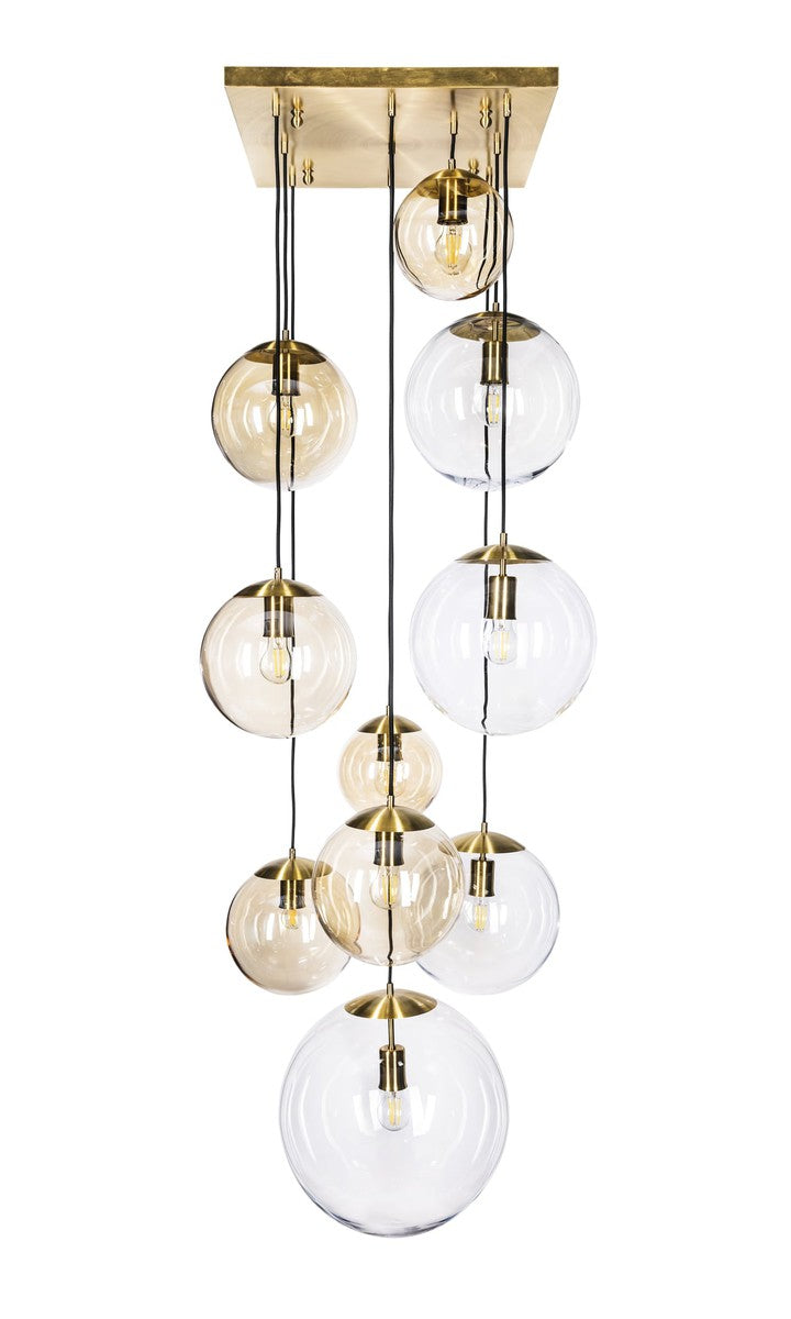 Muna takpendel 10-lys - Messing/Klar/Amberfarget-Takpendler-NorDesign-Messing-26-RF33001-Lightup.no