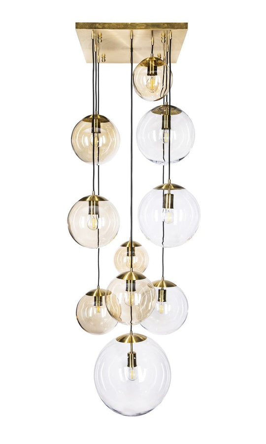 Muna takpendel 10-lys - Messing/Klar/Amberfarget-Takpendler-NorDesign-Messing-26-RF33001-Lightup.no