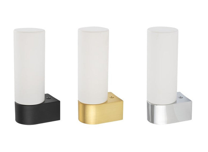 Natalie vegglampe enkel IP44-Baderomsbelysning vegglamper-Nowodvorski-Opal/Messingfarget-N-10724-Lightup.no