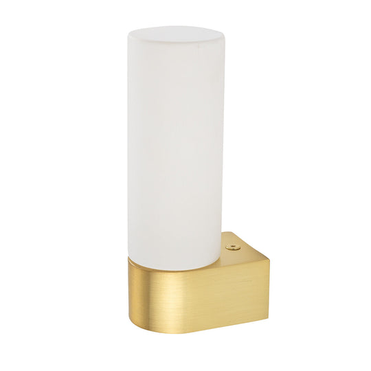 Natalie vegglampe enkel IP44-Baderomsbelysning vegglamper-Nowodvorski-Opal/Messingfarget-N-10724-Lightup.no