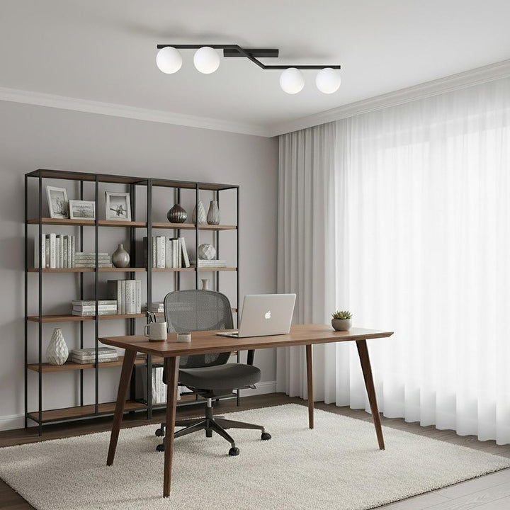 Naton taklampe 4-lys-Taklamper-Emibig-Svart / Opal-1508/4-Lightup.no