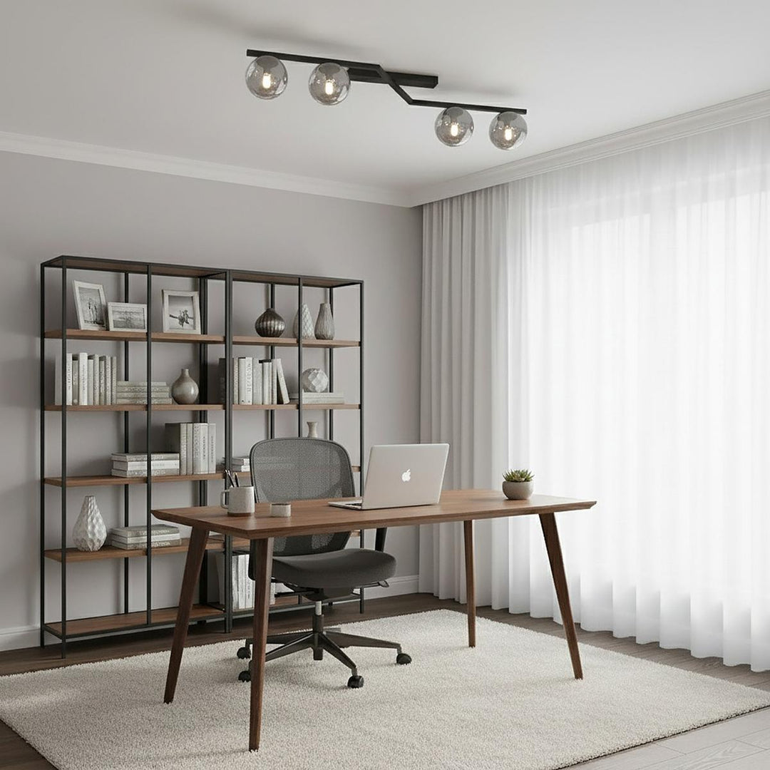 Naton taklampe 4-lys-Taklamper-Emibig-Svart / Opal-1508/4-Lightup.no