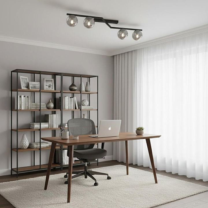 Naton taklampe 4-lys-Taklamper-Emibig-Svart / Opal-1508/4-Lightup.no