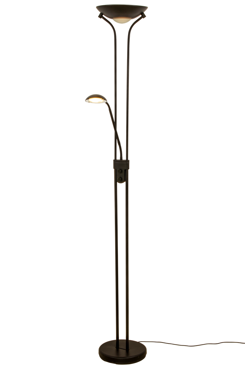 Nice gulvlampe uplight med leselysarm-Gulvlamper-Aneta Lighting-Svart-69548-15-Lightup.no