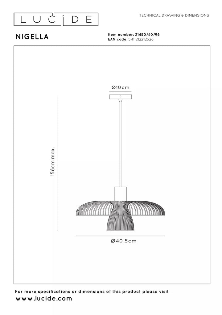 Nigella takpendel 40,5 cm-Takpendler-Lucide-Coffee-LC21450/40/96-Lightup.no