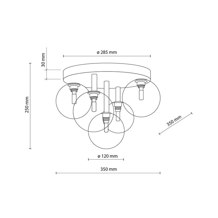 Nilos taklampe 5-lys-Taklamper-TK Lighting-Svart / Gullfarget-TK-758-Lightup.no