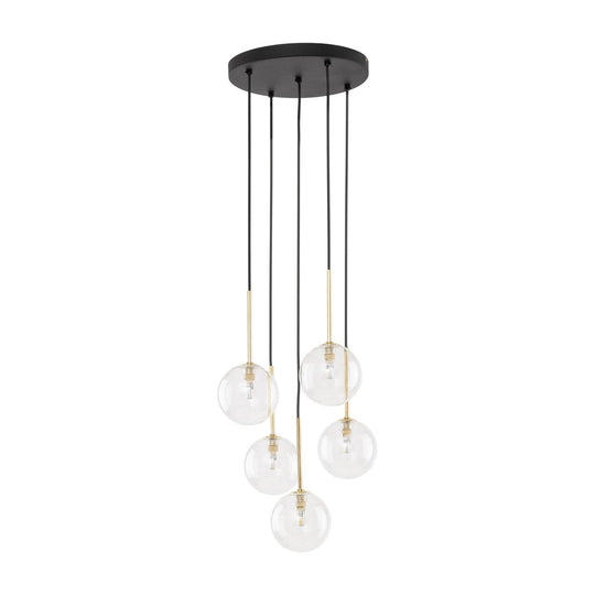 Nilos takpendel 5-lys-Takpendler-TK Lighting-Svart / Gullfarget-TK-5943-Lightup.no