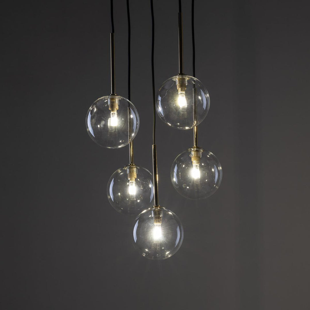 Nilos takpendel 5-lys-Takpendler-TK Lighting-Svart / Gullfarget-TK-5943-Lightup.no