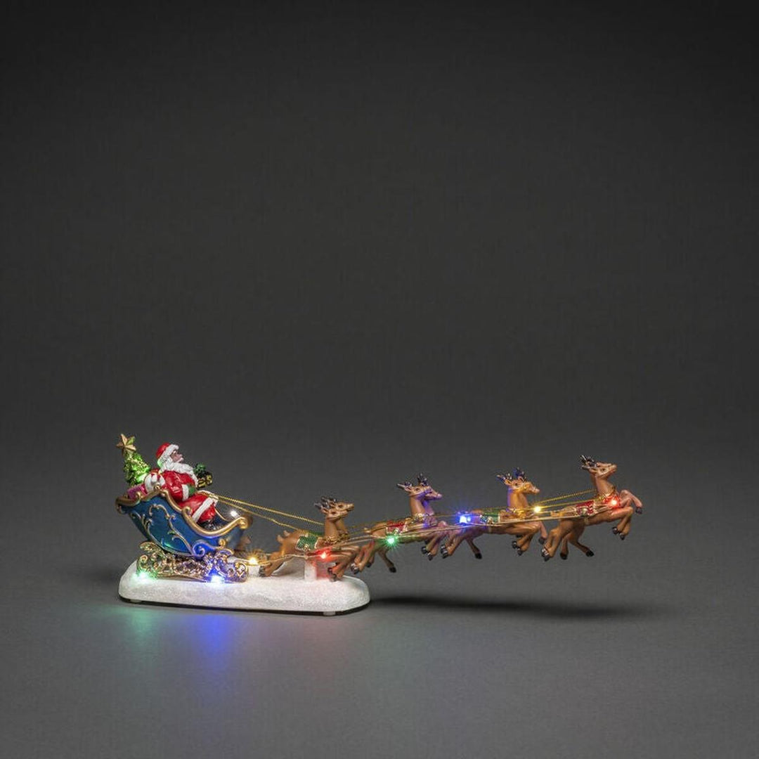 Nisse i slede med reinsdyr og LED-Julebelysning dekor og pynt-Konstsmide-Flerfarget-4205-000-Lightup.no