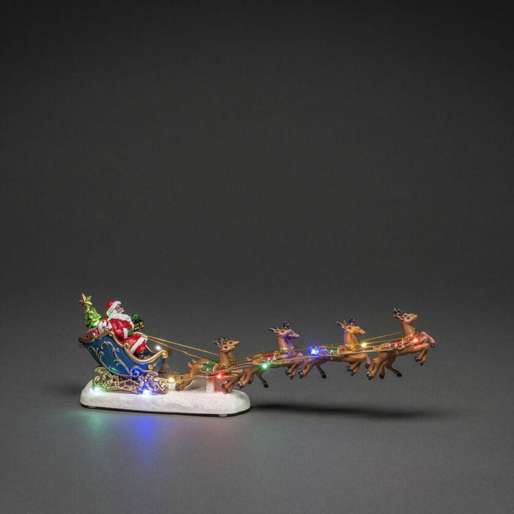 Nisse i slede med reinsdyr og LED-Julebelysning dekor og pynt-Konstsmide-Flerfarget-4205-000-Lightup.no
