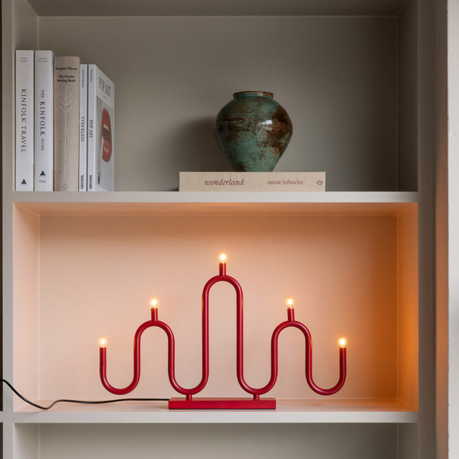 Noel adventsstake 5-lys-Julebelysning adventsstake-Globen Lighting-Rød-416005-Lightup.no