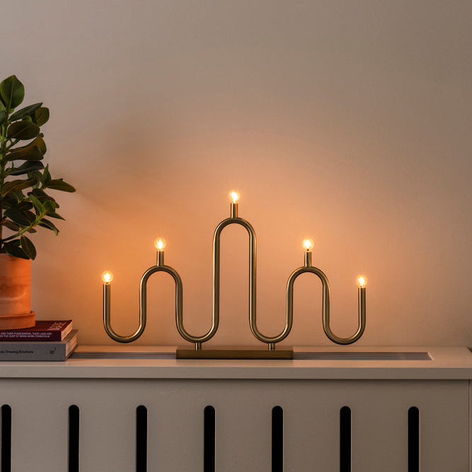 Noel adventsstake 5-lys-Julebelysning adventsstake-Globen Lighting-Messing-416065-Lightup.no